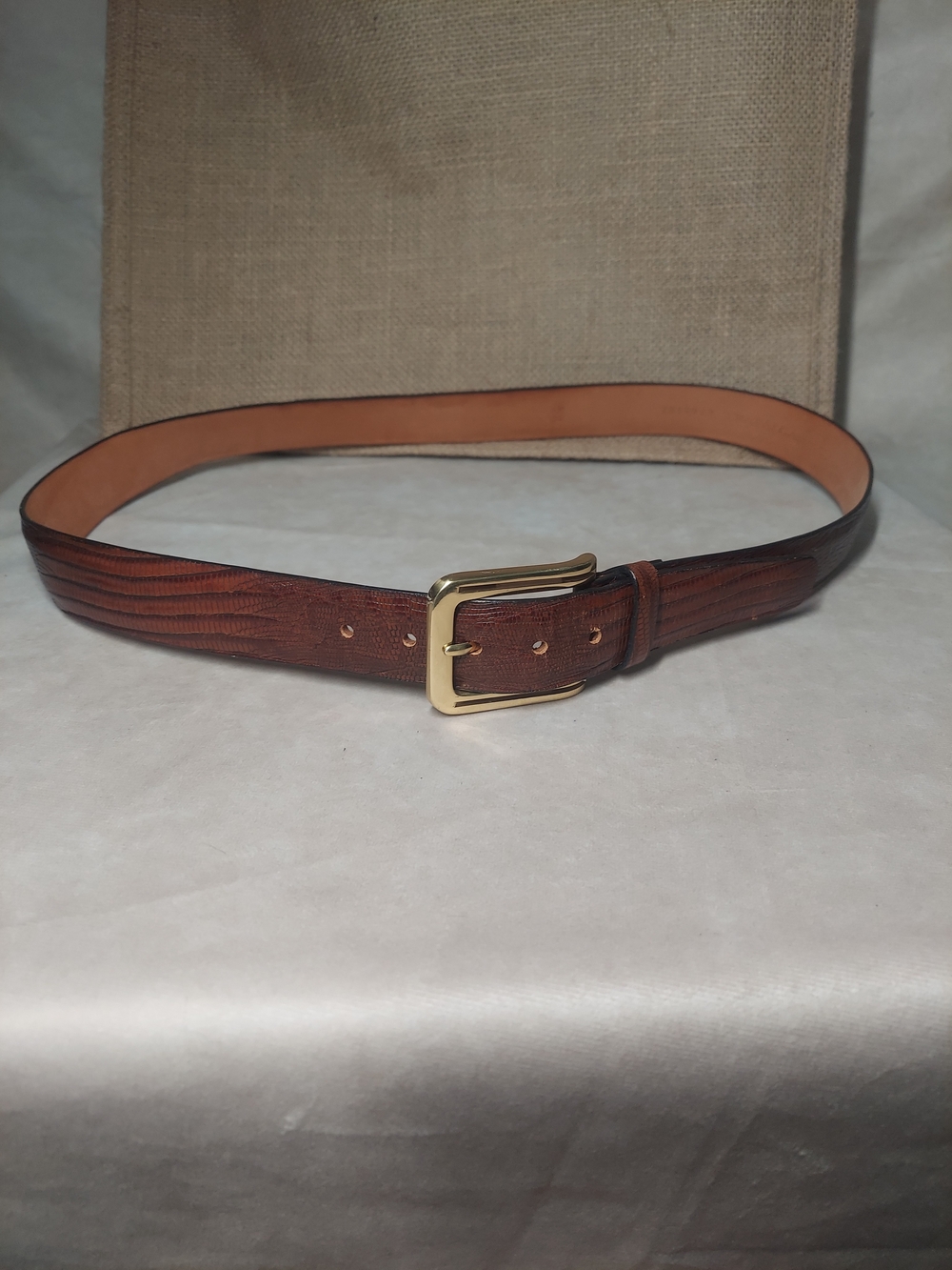 Vintage Trafalgar Men's Leather Belt - Textured Brown - Made in USA - Size 36